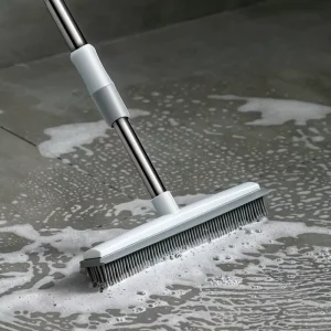 2 in 1 Household Steel Stainless Floor Cleaning Brush Handle Kitchen Bathroom Cleaning Brush