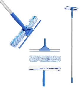 2 in 1 Houseware Cleaning Tool Glass Door Cleaner Long Handle Squeegee for Window Cleaning