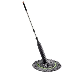 2 in 1 Long Handle Microfiber Self Twisting Water Mop with Steel Pole Dual Drive 90% 100% Dehydration Rate Lightweight <2kg
