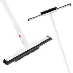 2 in 1 Long Pole TPR Floor Squeegee 180 Rotatable PET Bristles Window Squeegee With Brush