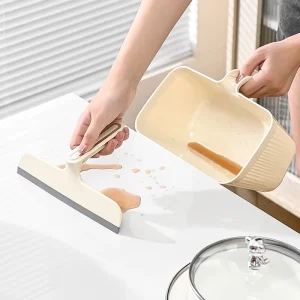 2-in-1 Plastic Desktop Cleaning Kit with Dustpan, Trash Can, Storage Bucket and Scraper