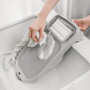 2 in 1 Plastic Portable Anti Skid Bathroom Washboard with Soap Rack Thickened Scrubber for Household Washing Use