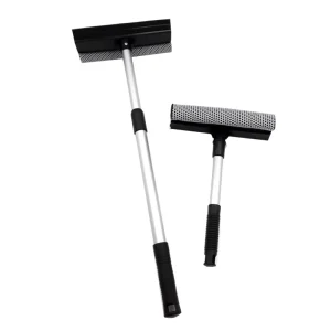 2-in-1 Professional Glass Shower Sponge Window Squeegee Long Extension Pole Car Care Brush for Home Use
