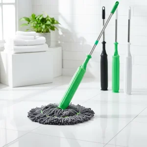 2-in-1 Rectangle Handheld Microfiber Mop Head Set Lightweight Long Extensible Stainless Steel Pole Automatic Wet/Dry High Floor