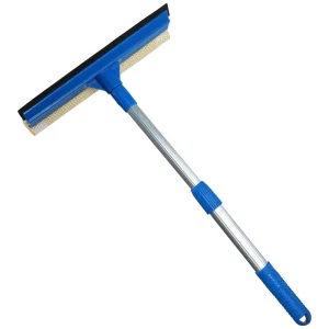 2 in 1 Squeegee Window Squeegee with Long Stainless Steel Handle Sponge Car Window Squeegee for Glass Shower Window Cleaning