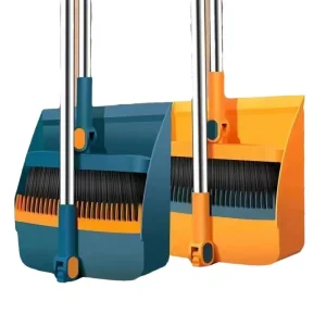 2 in 1 Stand up Broom and Dustpan for Home Use Foldable Long Handle 180 Degree Rotatable Broom Dustpan Combo Set