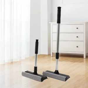 2 in 1 Standard Professional Window Squeegee Window Cleaner Sponge and Soft Rubber Strip With Telescopic Extension Pole