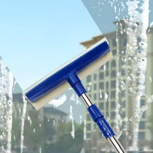 2 in 1 Telescopic Window Glass Cleaner Wiper Long Handle Sponge Brush Window Mop Squeegee Wiper Cleaning Tool