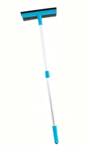 2 in 1 Telescopic Window Squeegee with Aluminum Handle Sponge and Rubber Squeegee Blade for Glass Shower Door Car Windshield