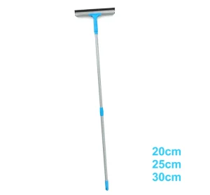 2 in 1 Window Squeegee with Telescopic Extension Pole Stainless Steel Glass Wiper with Cleaning Cloth for Household Cleaning