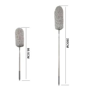2.8m Telescopic Handle Microfiber Duster 110 Inches Extendable with Bendable Head Washable Superfine Fluffy Cleaning Cars House