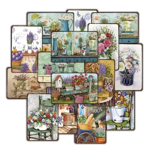 20 x 30 cm Metal Flower and Lavender Vintage Plaque Garden Home Kitchen Decoration
