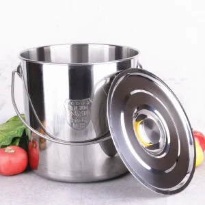 201 304 6L Stainless Steel Household Storage Bucket Thickened Handle Deepened Oil Bucket for Multi Purpose Use