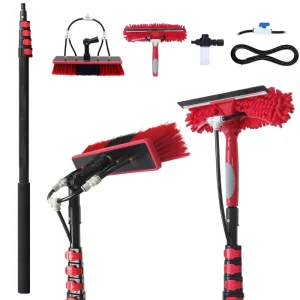 20ft Aluminum Telescopic Window Cleaning Tool Kit Water Fed Pole Brush Squeegee Soap Dispenser Extension Solar Panel Cleaner
