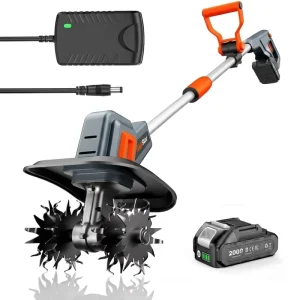 21V Cordless Electric Tiller Cultivator Lithium Ion Battery Powered Mini Garden Tiller Lightweight OEM CE RoHS