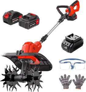 21V Cordless Electric Tiller Cultivator Lithium Ion Battery Powered Mini Garden Tiller Lightweight OEM Factory
