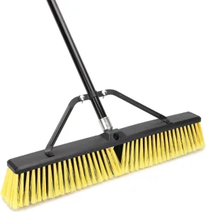 24″ Heavy Duty Cleaning Floor Soft Brush Hard Long Handle Push Plastic Broom