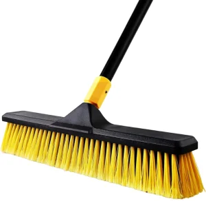 24 Inch Modern Push Broom 65.3 Inch Long Metal Handle Bristles Heavy Duty Home Use PP Broomstick Easy Cleaning Toilet