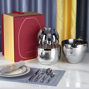 24-Piece Stainless Steel Egg-Shape Cutlery Set with Forks, Spoons, and Knives
