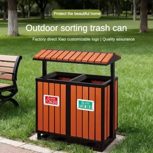 240L Metal Bin Box Durable Trash Can Storage Waste Bins Cover Steel Garbage Can Box for Garden Patio Outdoor Bin