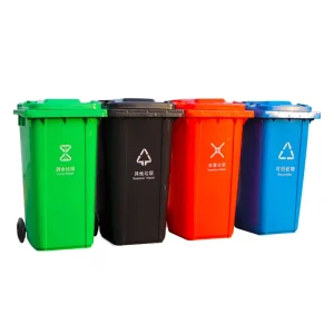 240L Plastic Covered Wheeled Trash Bin Eco Friendly Indoor Outdoor Use