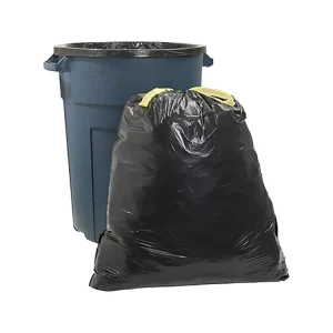 25 Black Thick 1 Mil HDPE Garbage Bags 45 Gallon Draw Tape Side Gusset Durable Degradable Recyclable Security Custom Printed