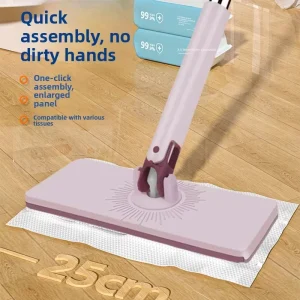 25CM Panel Face Towel Mop Lazy Flat Mop Clip Mop Disposable Wet Wipes Automatic Cloth Clamping Mop