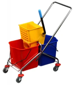 25L Plastic Wringer Bucket and Mop Double Bucket Trolley with Wheels for Cleaning Mop Storage
