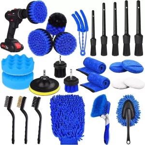26 Pcs Car Detailing Brush Set Auto Washing Drill Cleaning Brush Set Car Cleaning Tools Kit