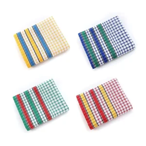 27*16.5in Kitchen Cloths Bar Mop Cotton Dish Cloths Highly Absorbent Checkered Cleaning Rags for Catering Washing-up and Drying
