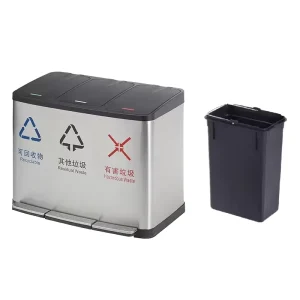 27L Indoor Steel Recycling Bin with Dual Pedal 45L Kitchen or Office Waste Storage Induction Sensor Structure Capacity Optional