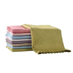 280gsm Microfiber Diamond Fishscale Design Quick Drying Water Absorbent Cleaning Cloth for Kitchen Dish Glass Car Wash