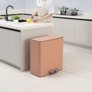 28L*2 Stainless Steel Soft Close Living Room Office Square Pedal Trash Bin Waste Bin