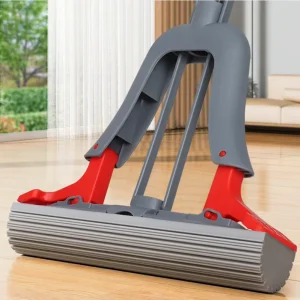 28cm Sponge Mop with Hands Free Wringing Foldable Squeeze PVA Mop for Quick Water Absorption & Floor Cleaning