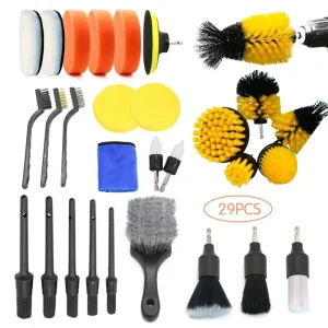 29pcs Car Cleaning Brush Set Durable Handheld Multi Functional PP Material for Car Kitchen Bathroom Floor Use