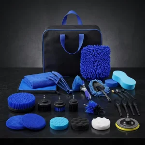 29pcs Car Wheel Tire Cleaning Brush Set Drill Soft Brushes 17″ Long Handle Rim Wheel Brush Interior Exterior Washing for Home