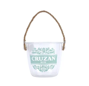 2L 64oz Double Layer PS Ice Bucket with Rope Handle Custom Logo Plastic Bucket OEM
