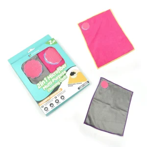 2in1 Microfiber Multi-Purpose Cleaning Cloths Glass Mirror Cloth with Scrub Pad Absorbent Cloth with Scrub Pad