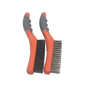 2pcs Wire Brushes Sets with Curved Rubber Handle for Cleaning Rust Corrosion Dirt Paint Scrubbing Deep Detailing Cleaning