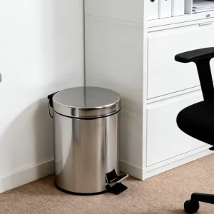 3-40L Stainless Steel Foot Pedal Trash Can Indoor Outdoor Waste Bins for Kitchen Bathroom Office