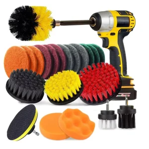 3 45 Pcs Drill Brush Set Steel Handle Power Scrubber Heavy Duty for Grout Tile Floor Car Cleaning