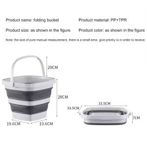 3 6L Foldable Silicone PP Water Bucket Leak Proof Wear Resistant Collapsible Bucket for Travel Car Camping