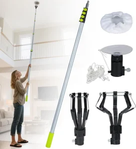 3 FT to 20 FT Telescoping Extension Pole with 2 Baskets and Suction Cup Light Bulb Changer Pole Kit Lights Removal Tool
