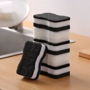 3 Layer Black White Double Face PU Dish Sponge Scrubber Home Kitchen Gadget for Household Cleaning