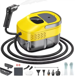 3-Level Adjustable 3-Bar Pressurized Handheld Steam Cleaner 1.6L Tank 10s Heat-Up 2500W Portable Car Vacuum Cleaner