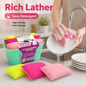 3 PCS in Box Eco Household High Absorbent Double side Scrub Sponge Reusable Kitchen Dish Cleaning Washing Sponge