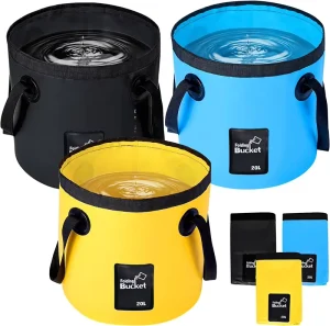 3 Pack Collapsible Folding Waterproof PVC Lightweight Portable Buckets with Handle