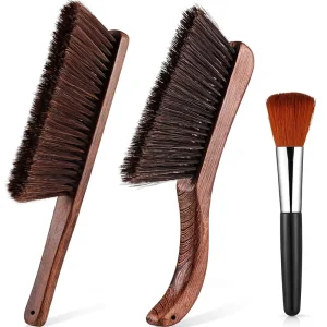 3 Pcs Wooden Hand Counter Duster Dusting Bench Soft Bristles Handle Fireplace Car Home Bed Sofa Clothes Workshop Cleaning