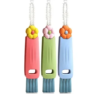 3 Piece Bottle Cleaning Brush Set Multifunction Silicone Flower Design Cup Lid Gap Cleaner Home Kitchen Crevice Cleaning Tools