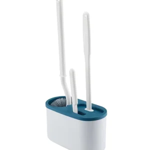3-Piece Silicone Toilet Brush Set with Bathroom Gap Cleaning Brushes and Storage Holder